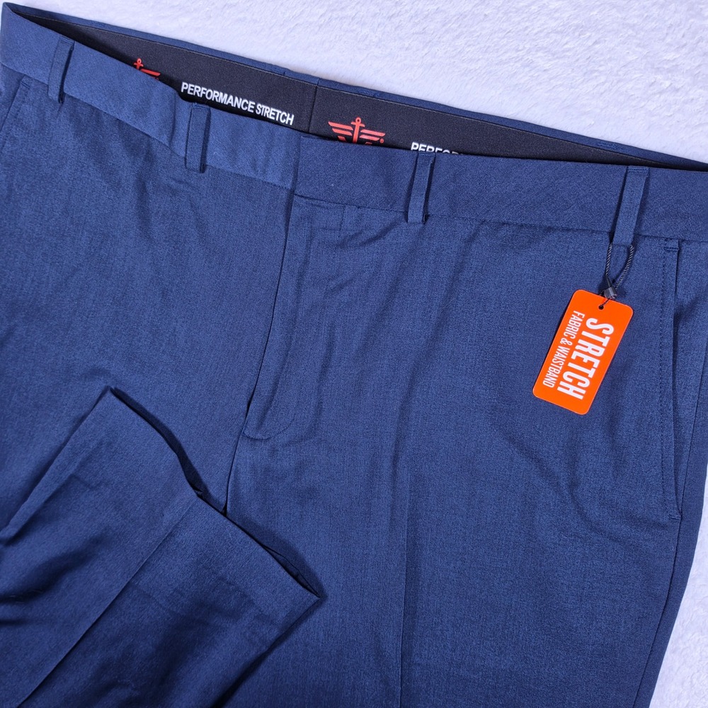NEW Dockers Performance Stretch Mens 40x30 Blue Flat Front Dress Pants DX04
